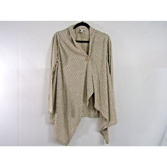 VTG Dana Buckman Rayon Tan Wrap Sweater sz M Coastal Neutral Nautical Cottage - Picture 1 of 6